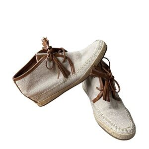Michael Kors Kendrick Brown Leather Lace‎ Up Wedge Moccasin Style Bootie Size:10